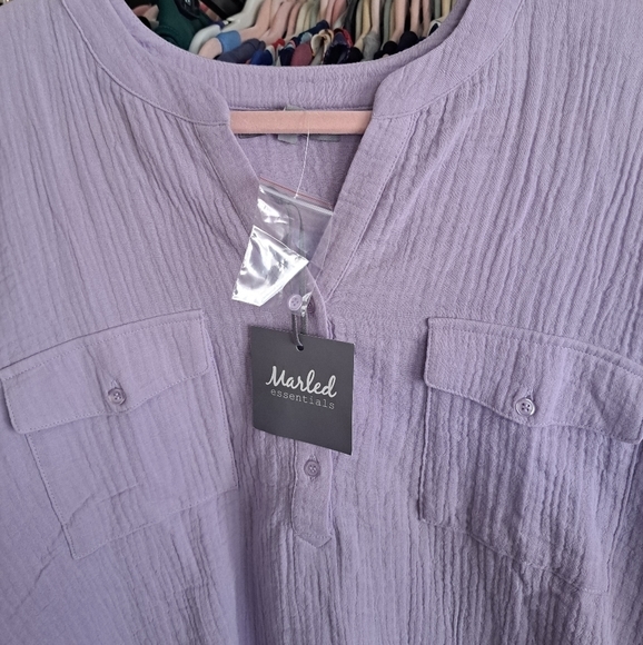 NWT Marled Essencials Boho Cotton High Low Top in Lilac Size XL 💜 - Picture 6 of 6